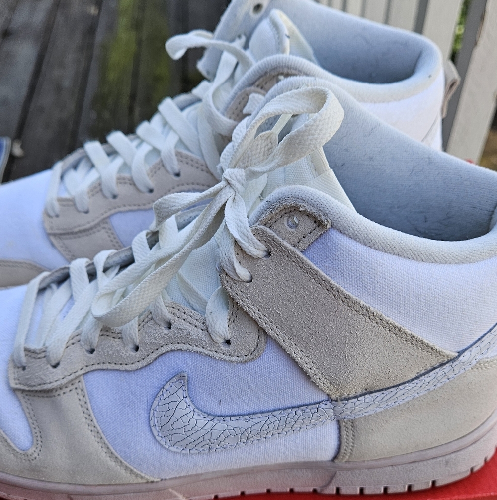 Nike Dunk Hi Retro Form Embeded White and Tan High-Top Sneakers - Picture 2 of 11